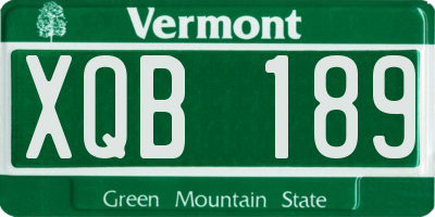 VT license plate XQB189