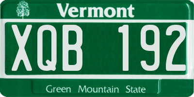VT license plate XQB192