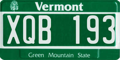 VT license plate XQB193
