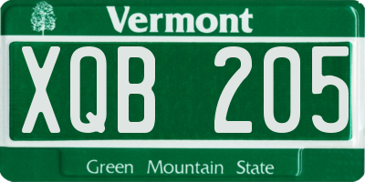 VT license plate XQB205