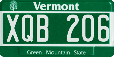 VT license plate XQB206