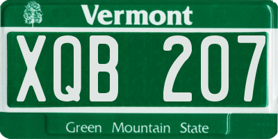 VT license plate XQB207