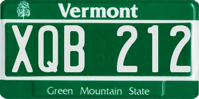 VT license plate XQB212