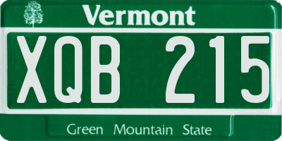 VT license plate XQB215