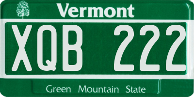 VT license plate XQB222