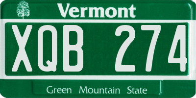 VT license plate XQB274