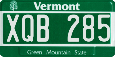 VT license plate XQB285