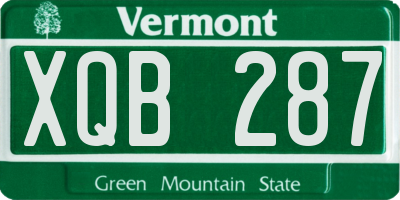 VT license plate XQB287