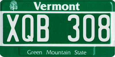 VT license plate XQB308
