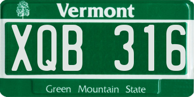 VT license plate XQB316