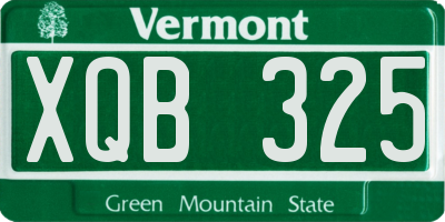VT license plate XQB325