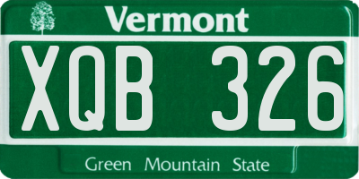 VT license plate XQB326