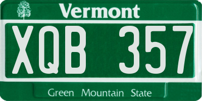 VT license plate XQB357