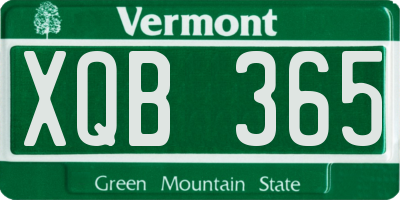 VT license plate XQB365