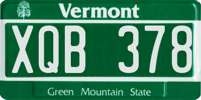 VT license plate XQB378