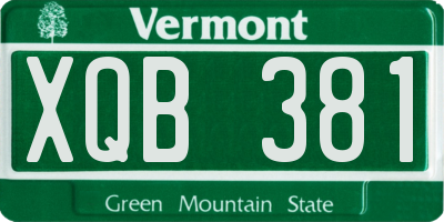 VT license plate XQB381