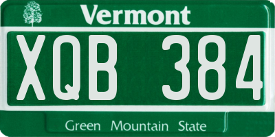 VT license plate XQB384