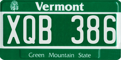 VT license plate XQB386