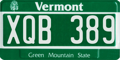 VT license plate XQB389
