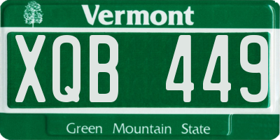 VT license plate XQB449
