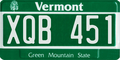 VT license plate XQB451