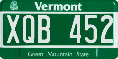 VT license plate XQB452