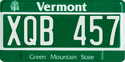 VT license plate XQB457