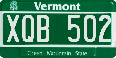 VT license plate XQB502