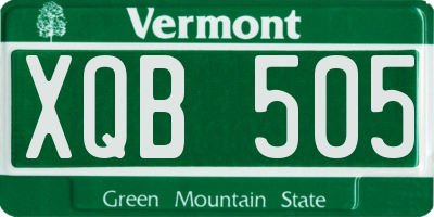 VT license plate XQB505