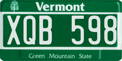 VT license plate XQB598