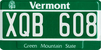 VT license plate XQB608