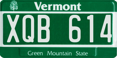 VT license plate XQB614