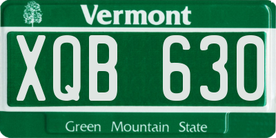 VT license plate XQB630