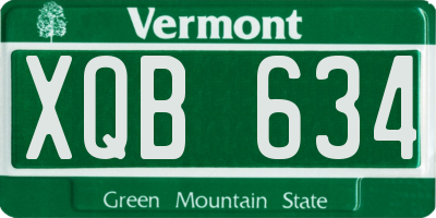 VT license plate XQB634