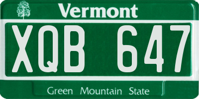 VT license plate XQB647
