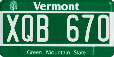 VT license plate XQB670