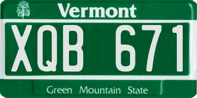 VT license plate XQB671