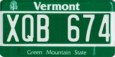 VT license plate XQB674