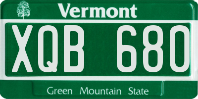 VT license plate XQB680