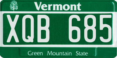 VT license plate XQB685