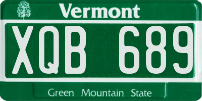 VT license plate XQB689
