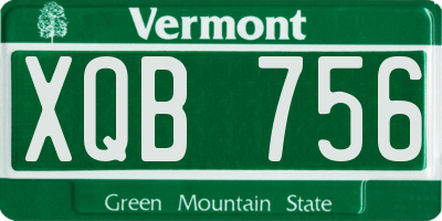 VT license plate XQB756