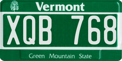 VT license plate XQB768