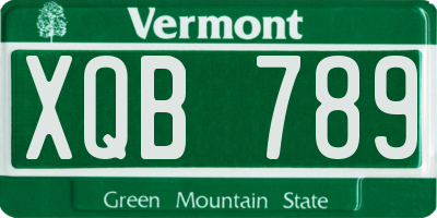 VT license plate XQB789
