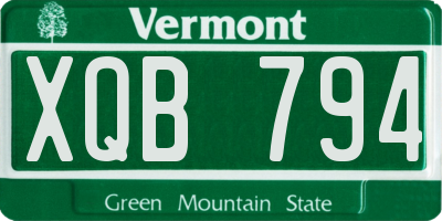 VT license plate XQB794