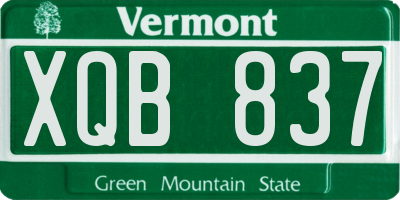 VT license plate XQB837