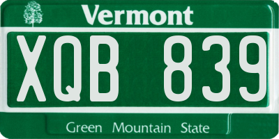 VT license plate XQB839