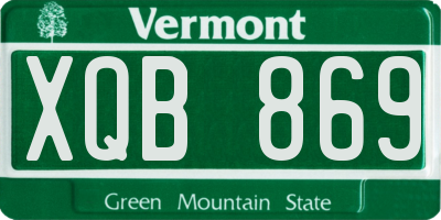 VT license plate XQB869