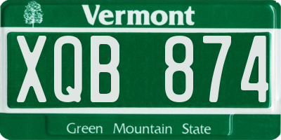 VT license plate XQB874