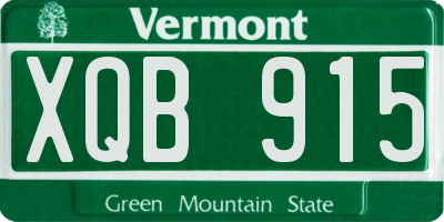 VT license plate XQB915
